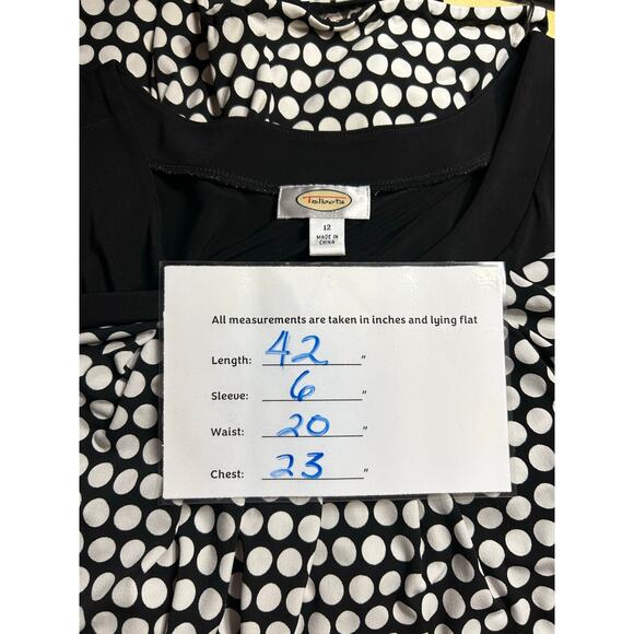 Talbots Black White Polka Belted Midi Dress Size 12 - Picture 9 of 9